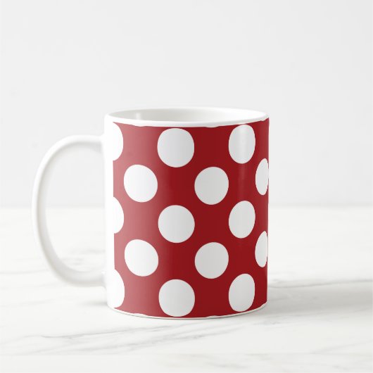Red Polka Dots, Polka Dot Pattern, Stippen, gedopt Koffiemok (Links)