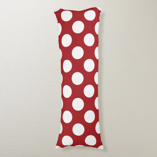 Red Polka Dots, Polka Dot Pattern, Stippen, gedopt Lichaamskussen (Voorkant Verticaal)