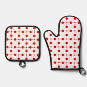 Red Polka Dots, Polka Dot Pattern, Stippen, gedopt Ovenwant & Pannenlap Set (Voorkant)