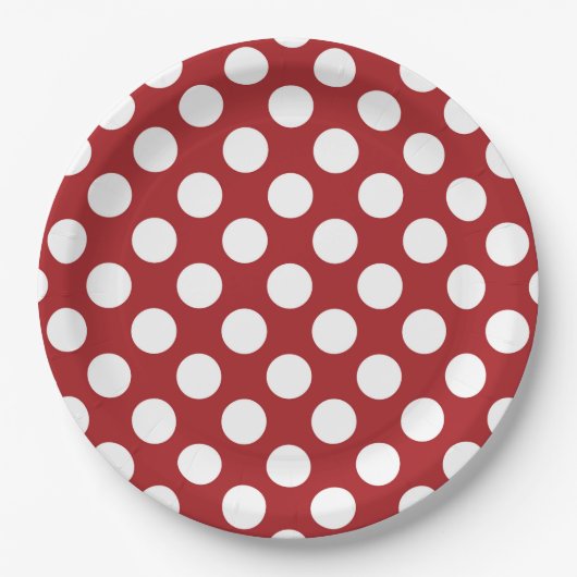 Red Polka Dots, Polka Dot Pattern, Stippen, gedopt Papieren Bordje (Voorkant)