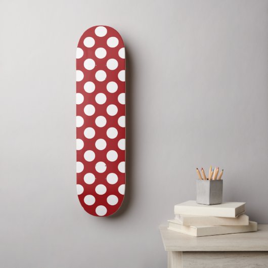Red Polka Dots, Polka Dot Pattern, Stippen, gedopt Persoonlijk Skateboard (Muurkunst)