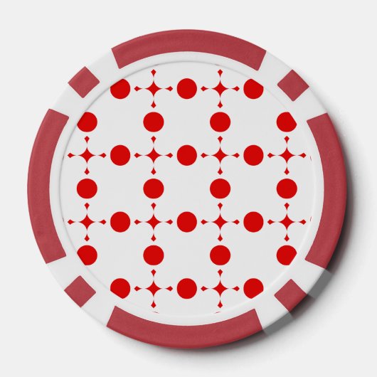 Red Polka Dots, Polka Dot Pattern, Stippen, gedopt Poker Chips (Achterkant)