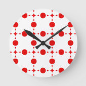 Red Polka Dots, Polka Dot Pattern, Stippen, gedopt Ronde Klok (Voorkant)