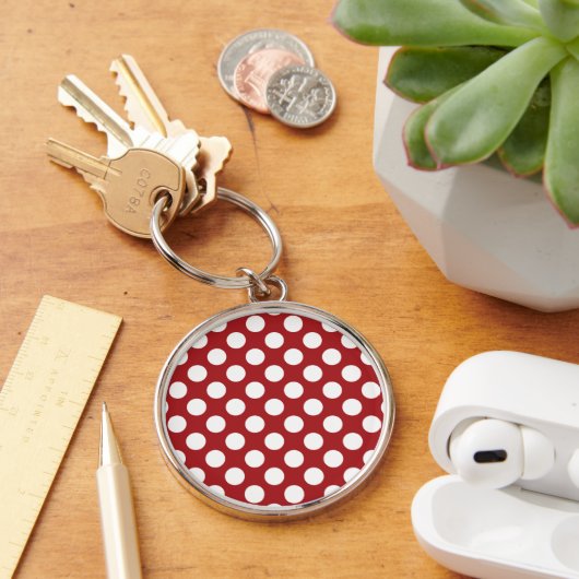 Red Polka Dots, Polka Dot Pattern, Stippen, gedopt Sleutelhanger (Bureau)