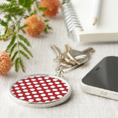 Red Polka Dots, Polka Dot Pattern, Stippen, gedopt Sleutelhanger (Zijkant)