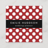 Red Polka Dots, Polka Dot Pattern, Stippen, gedopt Vierkante Visitekaartje (Voorkant)