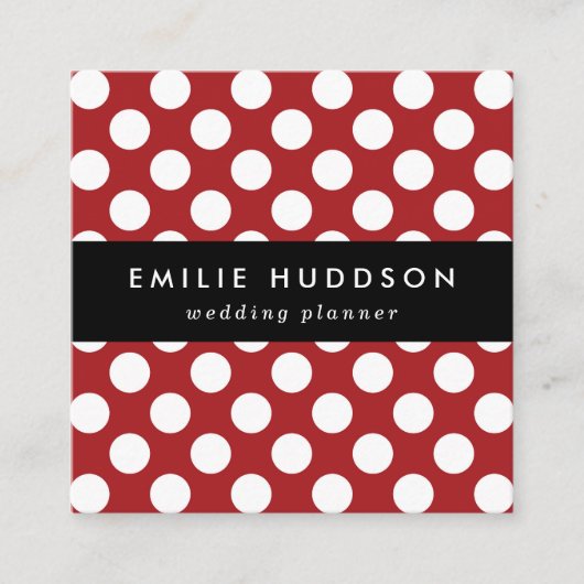 Red Polka Dots, Polka Dot Pattern, Stippen, gedopt Vierkante Visitekaartje (Voorkant)