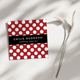 Red Polka Dots, Polka Dot Pattern, Stippen, gedopt Vierkante Visitekaartje