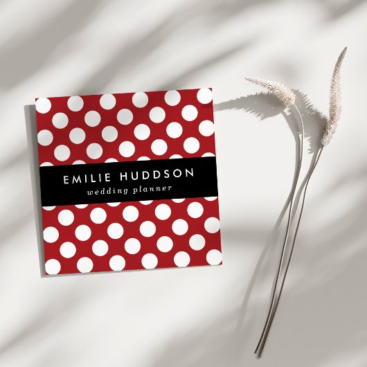 Red Polka Dots, Polka Dot Pattern, Stippen, gedopt Vierkante Visitekaartje