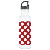Red Polka Dots, Polka Dot Pattern, Stippen, gedopt Waterfles (Voorkant)