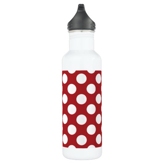 Red Polka Dots, Polka Dot Pattern, Stippen, gedopt Waterfles (Rechts)