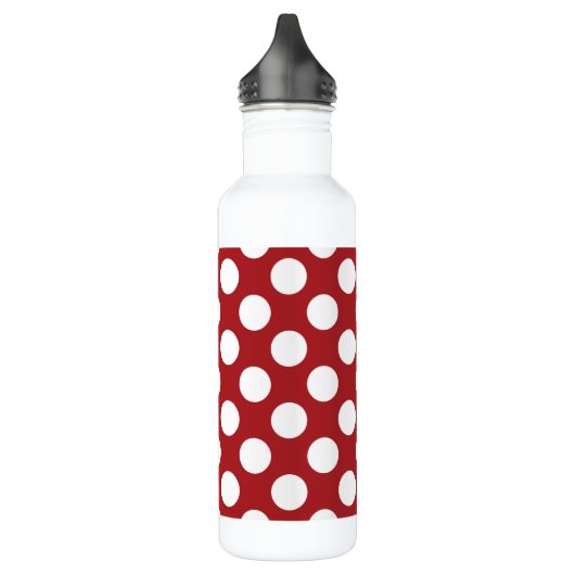 Red Polka Dots, Polka Dot Pattern, Stippen, gedopt Waterfles (Links)
