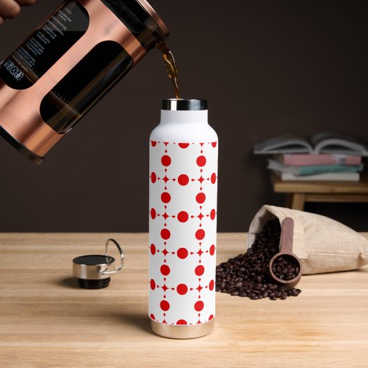 Red Polka Dots, Polka Dot Pattern, Stippen, gedopt Waterfles (Koffie)