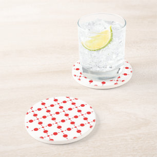 Red Polka Dots, Polka Dot Pattern, Stippen, gedopt Zandsteen Onderzetter