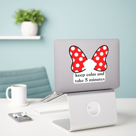 Red polka dots vibrant Ribbon Sticker (Laptop op bureau)