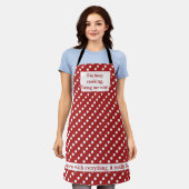 Red Polka Dots Wine-Loving Cook Apron Schort (Gedragen)