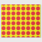 Red Polka Dots Yellow Cadeaupapier (Vlak)