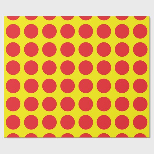 Red Polka Dots Yellow Cadeaupapier (Vlak)