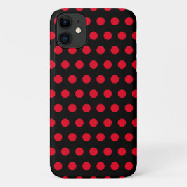 Red Polka Dots Zwart iPhone Case of Kies Kleuren