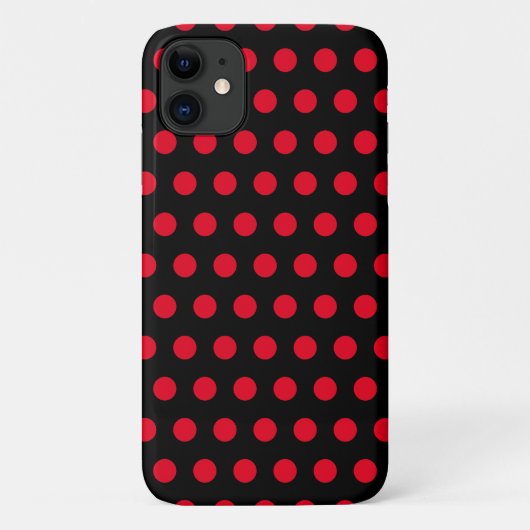 Red Polka Dots Zwart iPhone Case of Kies Kleuren (Achterkant)