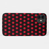 Red Polka Dots Zwart iPhone Case of Kies Kleuren (Achterkant (horizontaal))