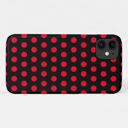 Red Polka Dots Zwart iPhone Case of Kies Kleuren (Achterkant (horizontaal))