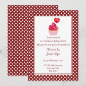 Red polka stip Valentijnsdag party Invitation Kaart (Voorkant / Achterkant)