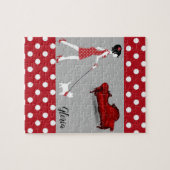 Red Polkadot Paris Frankrijk Jigzaag Puzzle Legpuzzel (Horizontaal)