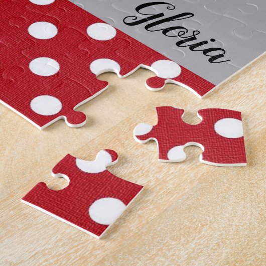 Red Polkadot Paris Frankrijk Jigzaag Puzzle Legpuzzel (Zijkant)