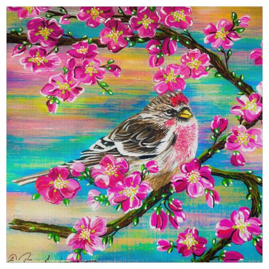 Red Poll Cherry Blossom Stof (Swatch)
