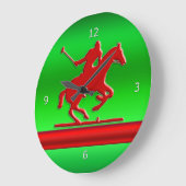 Red Polo Player on green metallic effect field Grote Klok (Hoek)