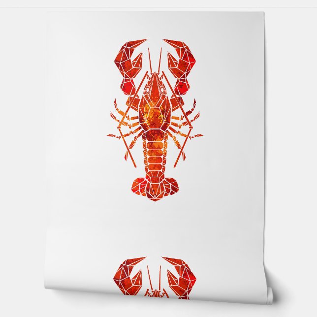 Red polygonal lobster behang (Afrollen)