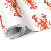 Red polygonal lobster cadeaupapier (Rol Hoek)