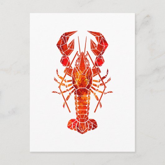 Red polygonal lobster feestdagenkaart (Voorkant)