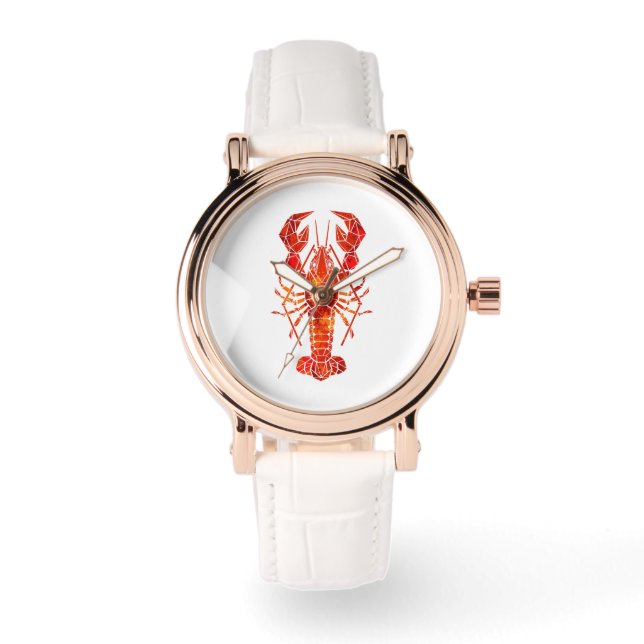 Red polygonal lobster horloge (Voorkant)