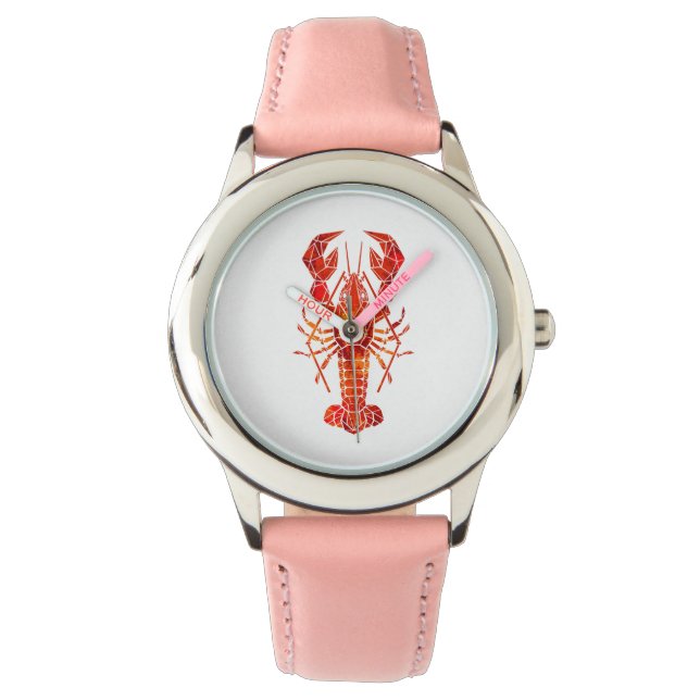 Red polygonal lobster horloge (Voorkant)