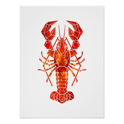 Red polygonal lobster perfect poster (Voorkant)