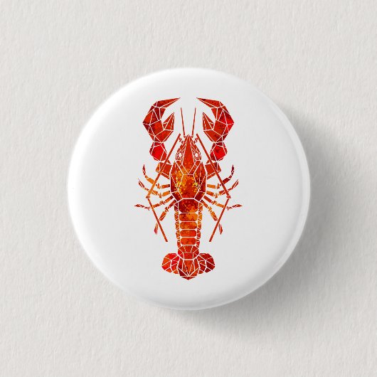 Red polygonal lobster ronde button 3,2 cm (Voorkant)