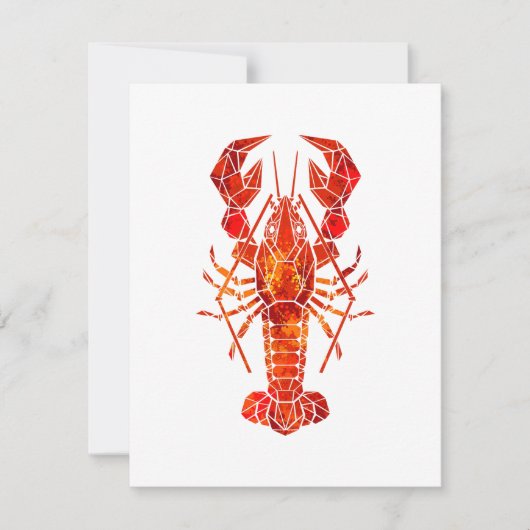 Red polygonal lobster RSVP kaartje (Voorkant)