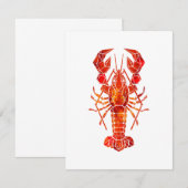 Red polygonal lobster RSVP kaartje (Voorkant / Achterkant)