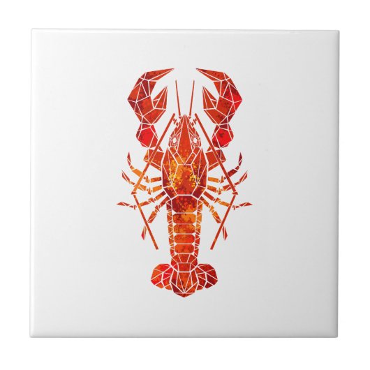 Red polygonal lobster tegeltje (Voorkant)