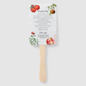 Red Pomegranate Mediterranean Wedding Programme Handwaaier (Achterkant)