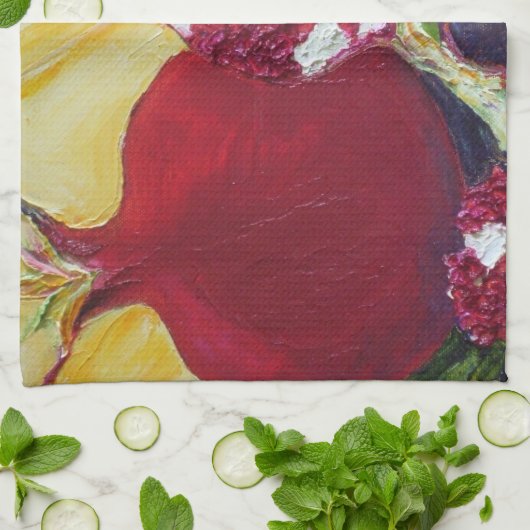 Red Pomegranates Kitchen Towel Theedoek (Gevouwen)