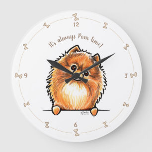 Red Pomeranian Altijd Pom Time Personalized Grote Klok