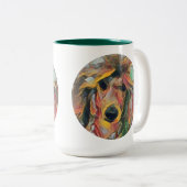 Red Poodle Art Tweekleurige Koffiemok (Voorkant rechts)