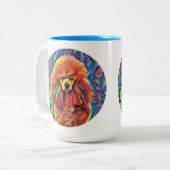 Red Poodle Art Tweekleurige Koffiemok (Voorkant links)