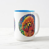 Red Poodle Art Tweekleurige Koffiemok (Voorkant rechts)