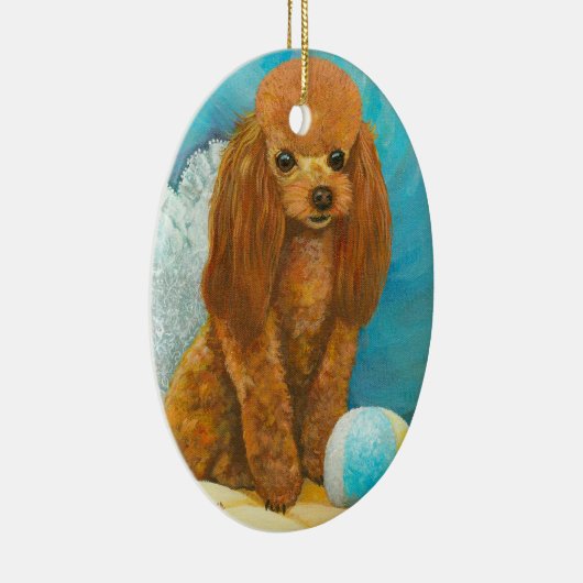 Red Poodle Puppy Portret Ornament (Rechts)