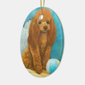 Red Poodle Puppy Portret Ornament (Links)