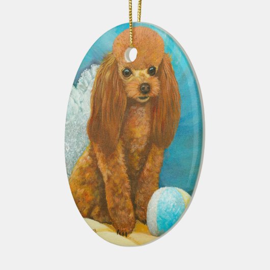 Red Poodle Puppy Portret Ornament (Links)